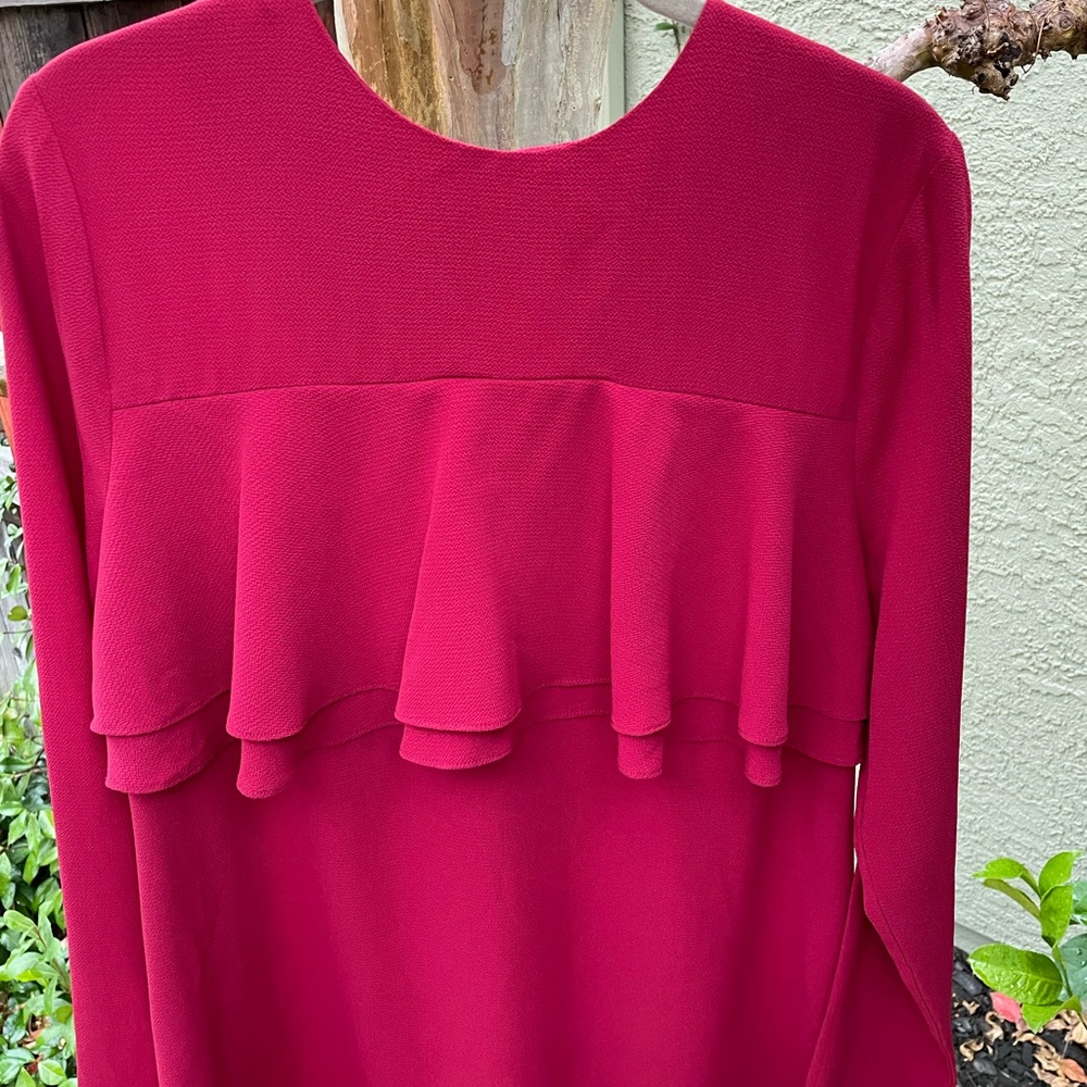 Burgundy wine swing dress with ruffles